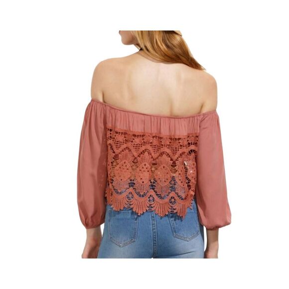PACSUN L.A. Hearts Crochet Off Shoulder Crop Top Size Medium - Picture 14 of 14